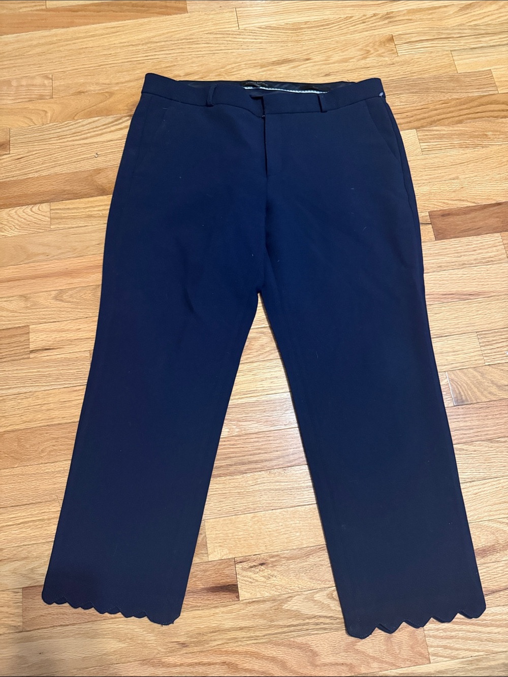 Banana Republic Navy Scallop-Hem Dress Pants